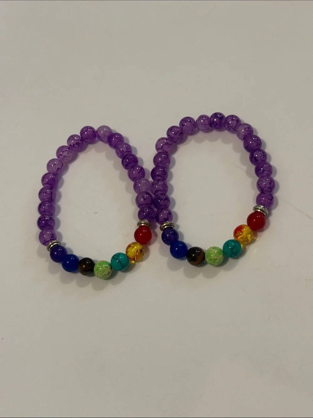 Colorful Beaded Bracelet Set - Multicolor & Purple